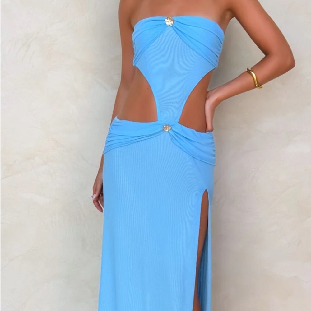 Tiger Mist Blue Cutout Maxi Dress
